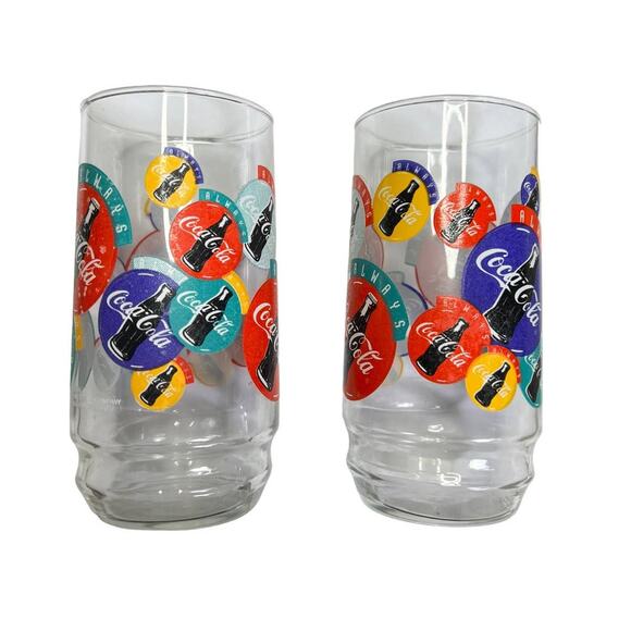 Vintage Atlas 1995 Always Coca Cola glass Tumblers Set of 2 - Picture 5 of 5